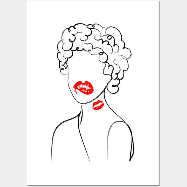 Girl Red Lips Funny Kiss Wall Art by MisqaPi Design